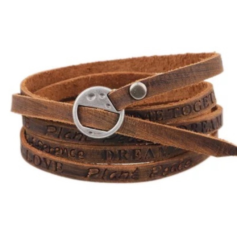Genuine Leather Bohemian Wrap Bracelet Rustic Boho Cuff Walnut Brown - Picture 6 of 6